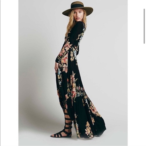 Free People “First Kiss” black floral maxi - Picture 2 of 8